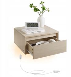 SONGMICS Függő lebegő LED-es éjjeliszekrény beépített lámpával és fiókkal (LET654N01)