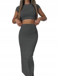 Shein Szoknya Szürke Maxi Elasztikus Egyenes 38 M__M