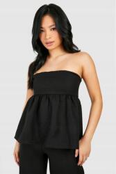 Boohoo Fekete Texturált Ujjatlan Fodros Nyitott Vállú Felső Boohoo 44