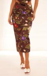 Prettylittlething IC06204 Magas Derekú MIDI Szoknya Virágokkal Prettylittlething (10) Xs