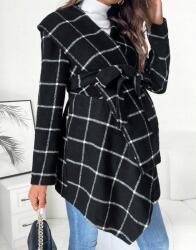 Shein Fekete Kockás Kismama Kabát Kötött 36 S S