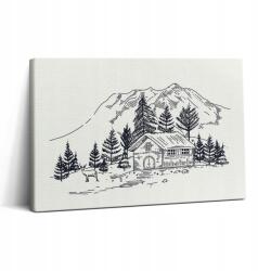 Wallfluent Vászonkép Modern Stílusos Dekoratív Rajz Házikó A Hegyekben (010030010150000076044)