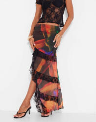 Prettylittlething Többszínű Szoknya Kivágással Csipkés Fodrok Prettylittlething 34