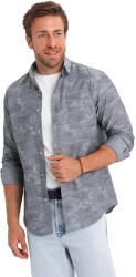 Ombre Flanel férfi kockás pamut ing szürke V3 OM-SHCS-0157 XL (145073)