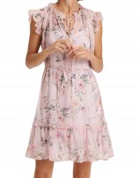 Reserved Mini ruha, virágmintás, fodros, megkötős, Size 40, poliészter