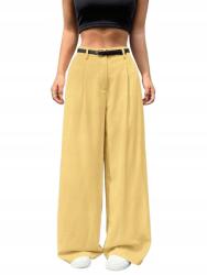 Shein Elegáns Nadrág Sárga Széles Magas Derekú 38 M__M