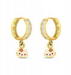 Gyermek fülbevaló sárgaaranyból cirkóniákkal Hello Kitty