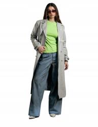 Shein Kabát Szürke Ökobőr Kígyó Utánzat Csat Kétsoros Pánt 38 M__M