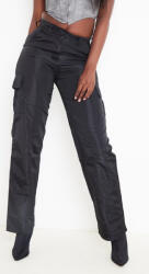 Prettylittlething Egyszerű Fekete Cargo Nadrág Klasszikus Zsebekkel Prettylittlething 38