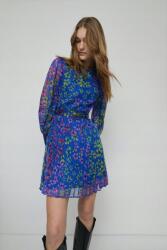 Warehouse Pliszírozott Mini Ruha, kék, virágos, Size 36