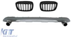 KITT Specials Középső vese hűtőrács, BMW X1 SUV F48 LCI előtti (06.2015-2019) modellekhez, dupla csíkos M dizájn, zongorafekete (FGBMF48DPB)