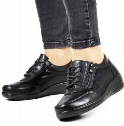 Evento Fekete Női Félcipő Kényelmes Cipzáras Talpbetét Kereszttel (9017 CZARNE)