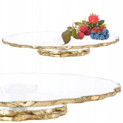 Dekia Forgatható arany üveg tortatál glamour tálca 33 cm (128367)