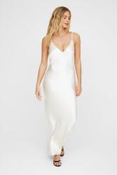 Nasty Gal Szatén Ekrü Ruha Maxi Cipzáras Vállpántok Mély Nyakkivágás Nasty Gal 32