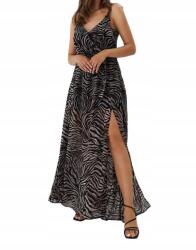 Mohito WC23320 Ruha Maxi Vállpántos Állatmintás Boríték Nyakkivágással (38) M