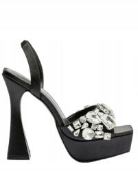  Fekete Cipő Szandál Dekoratív Strasszos Magas Sarkú Karen Millen 38-AS (km0123)