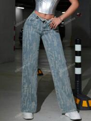 Shein Egyenes Szárú Farmer Nadrág, kék, Size 38, 70% pamut, 18% poliészter