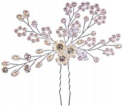  Ezüst színű díszfésű virágokkal, esküvői hajdísz (N55)