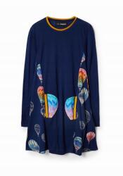 Desigual Sötétkék Nyomott Mintás Ruha, 3-4L, viszkóz, hosszú ujjú (20WGVKXB_5128)