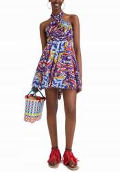 Desigual Színes Ruha Mini, Size M, ujjatlan, pamut, vegyes mintás (22SWVW81_3104)