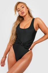 Boohoo fekete sima fodros fürdőruha, Size M