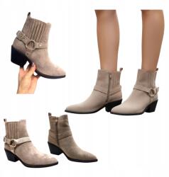 Seastar Női Magassarkú Bokacsizmák Klasszikus Cowboycsizmák Bőr Velúr Bézs R 39 (68347 khaki klasyczne kowbojki na obcasie)