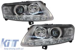 KITT Lightning Xenon Első lámpák DRL AUDI A6 4F (2004-2009) króm AFS nélkül (SWA13DLGXHID)