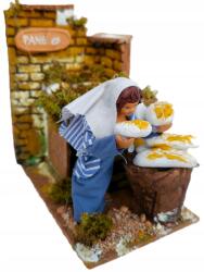 Włoska Mozgatható figura 'Kenyérárus' betlehemhez, 220V- 10cm magas figurákhoz (10559)