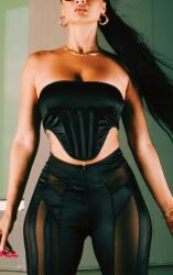 Prettylittlething Fekete Fűzős Felső (38) (565719)