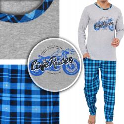 Lap férfi pizsama 100% Pamut hosszú ujjú hosszú nadrág szürke melír XXL