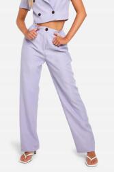 Boohoo 42-es Texturált Egyenes Szárú Magas Derekú Nadrág, lila