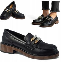 S. Barski 39 Női félcipők Természetes Bőr Őszi lapos sarkú cipők Barski (Barski MR52-171 BLACK)