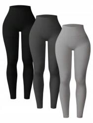 Shein Leggings Szürke Világos Szürke Sötét Csíkos Magas Derék Casual 40 L__L (st2407050133477676)