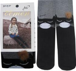 9-11 L Harisnyanadrág Pamut Macska pompon Cica szürke-fekete C164 (C164)