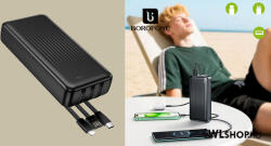 BOROFONE Powerbank külső akkumulátor 20000mAh USB-C és Lightning kábellel Borofone Clever - Fekete (BJ79A-01)