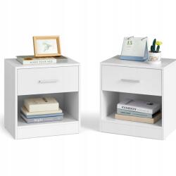 VASAGLE 2 db-os Éjjeliszekrény Szett Fehér Fiókokkal Szekrény Szett 28x39cm (LET819T14)