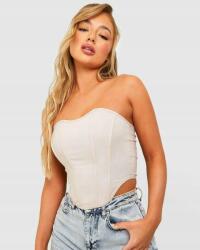 Boohoo Bézs Fűzős Crop Felső Nyitott Váll Nyakkivágás Szív Boohoo 38