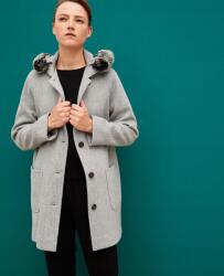  Comptoir Szürke Gyapjú Kabát Kapucnis Szőrme 42-ES