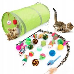  Macska Játékok Macskák Interaktív Alagút Fekhely Horgászbot 21 Db-os Nagy Szett (Z0034)