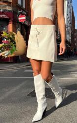 Prettylittlething csíkos mini kötött szoknya, Size 36, Ecru