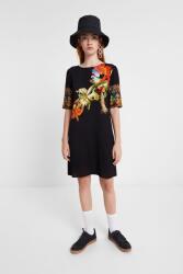 Desigual Fekete Ruha, nyomott mintával, Size 36, csónaknyakú, viszkóz (592125)