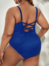 Shein EC45306 Shein Kobalt Csíkos Keresztpántos Fürdőruha (38) 46