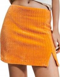 sinsay WR25509 Bordázott Magas Derekú Miniszoknya, Size XXS, 97% poliészter, narancssárga