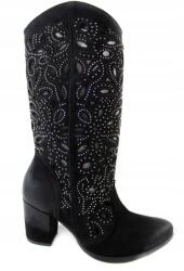 Exquisite Csizmák Exquisite 1289 MÉRET39 Bőr Fekete Velúr Áttört (1289)