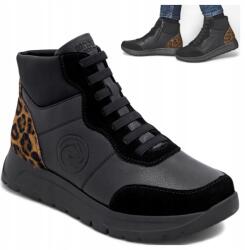 Remonte Női Bőr Bokacsizma 37 Rieker Remonte Kényelmes Őszi Félcipők Fekete (Remonte D2V70-03)