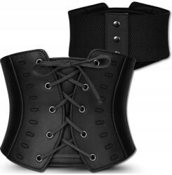 EdiBazzar Bőr Öv Széles Kötött Női öv Fűző Fekete Gumi Csipkés (Gorset damski szeroki sznurowany pasek)