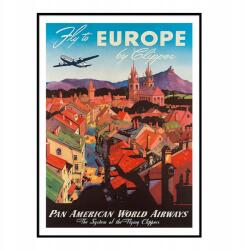  Utazó poszter Európa Város Vintage 50x70 cm (Plakat Podróżniczy Podróże Vintage)