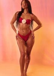 Prettylittlething Piros Virágos Bikinialsó (44) (566997)