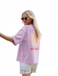 Shein Shien Póló Lila Nyomott Mintás Oversized Szabás Pamut 40 L__L