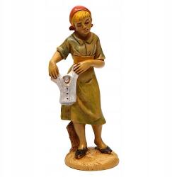 Włoska Betlehem figura- Háziasszony gyerek pólóval a kezében- 12cm-es figurákhoz (11150-19)